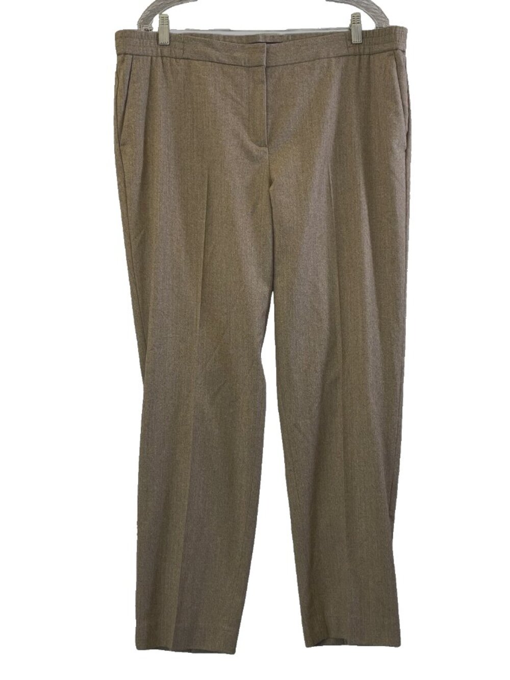 TALBOTS Women Italian Flannel Wool Blend Lined Pants Sz 14 Brown Luxe Career‎